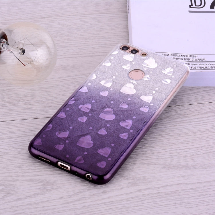 Heart Pattern Diamond Texture TPU Protector Back Cover Case for Huawei P smart (Enjoy 7S)