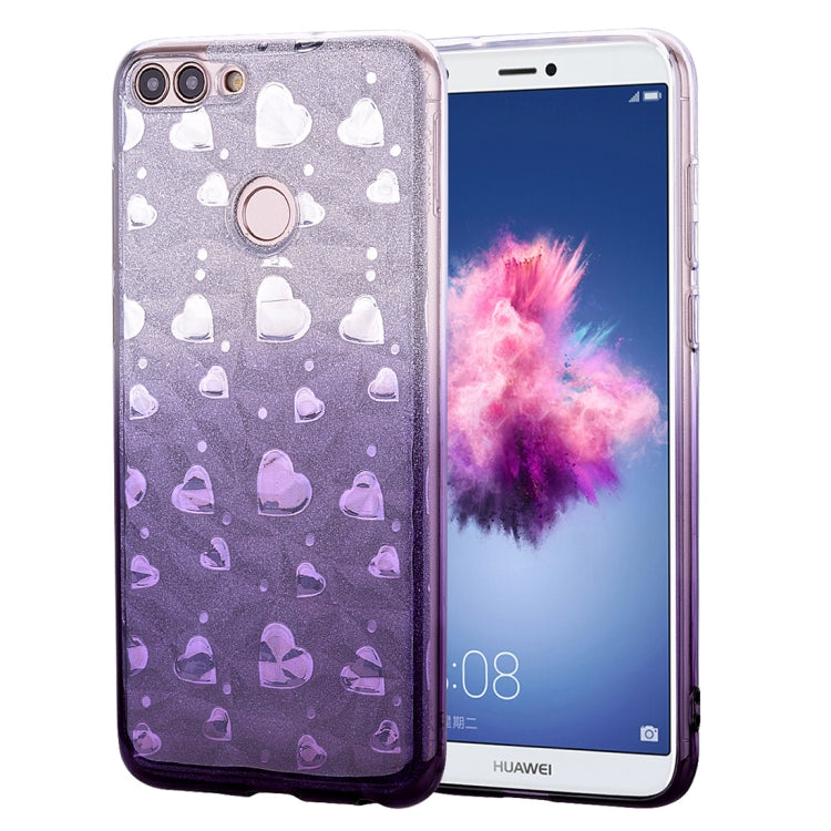 Heart Pattern Diamond Texture TPU Protector Back Cover Case for Huawei P smart (Enjoy 7S)