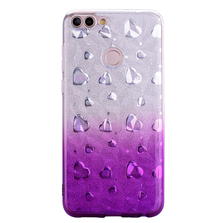 Heart Pattern Diamond Texture TPU Protector Back Cover Case for Huawei P smart (Enjoy 7S)