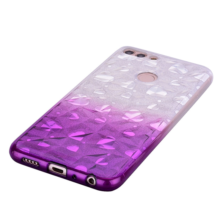 Heart Pattern Diamond Texture TPU Protector Back Cover Case for Huawei P smart (Enjoy 7S)