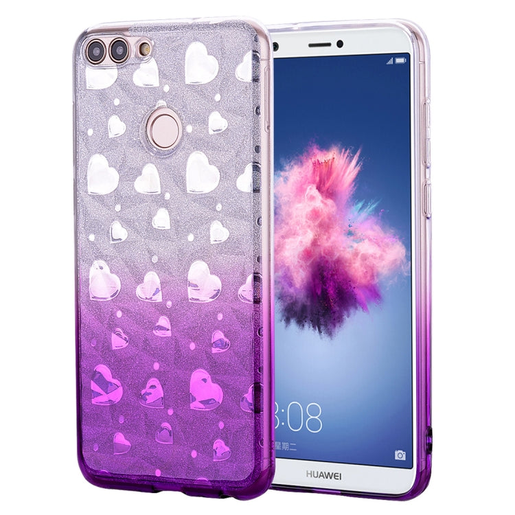 Heart Pattern Diamond Texture TPU Protector Back Cover Case for Huawei P smart (Enjoy 7S)