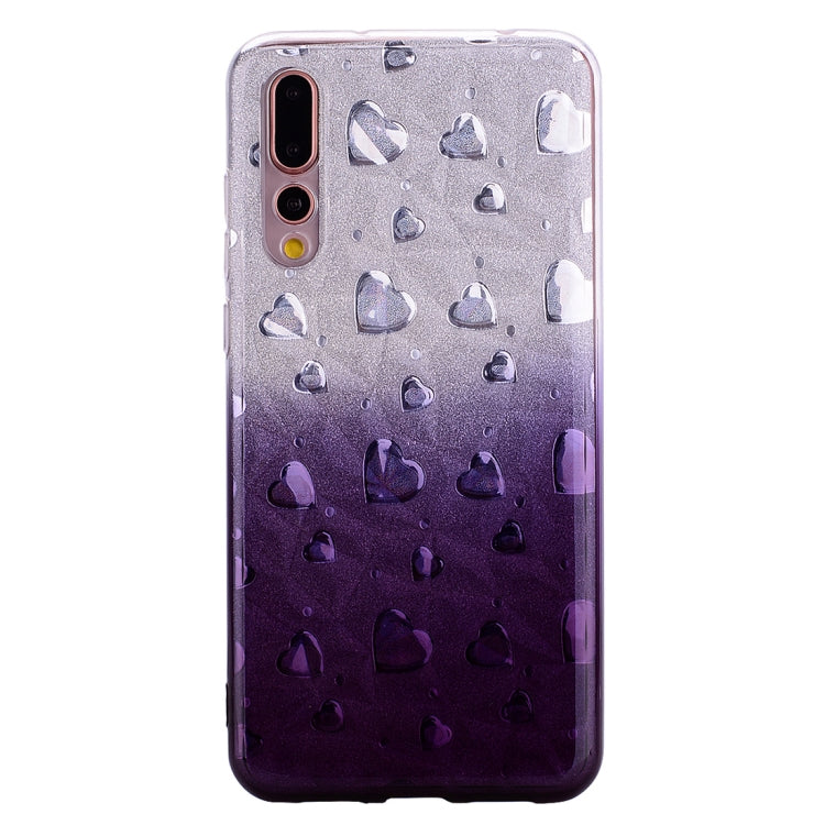 Heart Pattern Diamond Texture TPU Protector Back Cover Case for Huawei P20