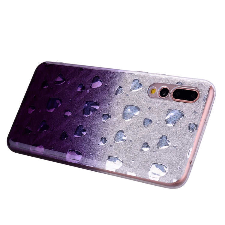 Heart Pattern Diamond Texture TPU Protector Back Cover Case for Huawei P20