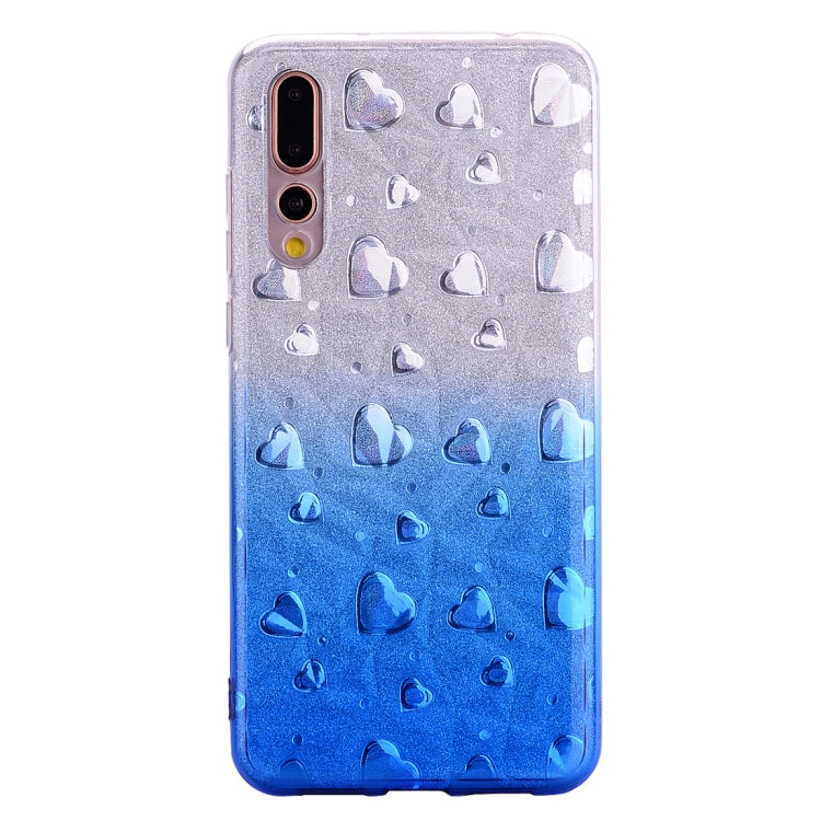 Heart Pattern Diamond Texture TPU Protector Back Cover Case for Huawei P20