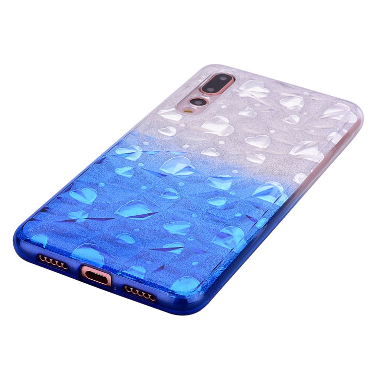 Heart Pattern Diamond Texture TPU Protector Back Cover Case for Huawei P20