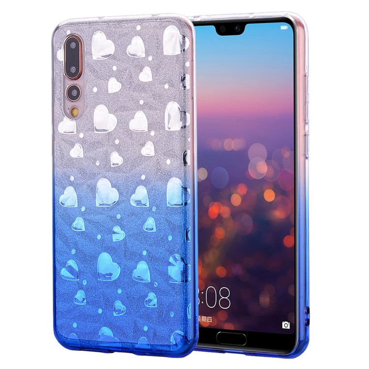 Heart Pattern Diamond Texture TPU Protector Back Cover Case for Huawei P20