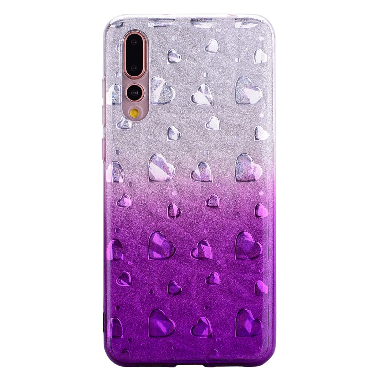 Heart Pattern Diamond Texture TPU Protector Back Cover Case for Huawei P20