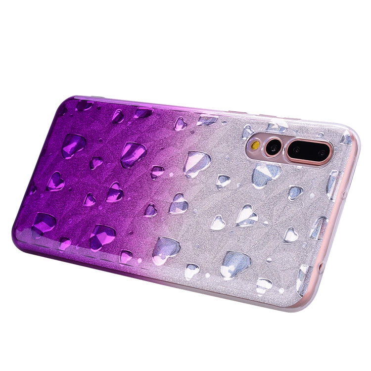 Heart Pattern Diamond Texture TPU Protector Back Cover Case for Huawei P20