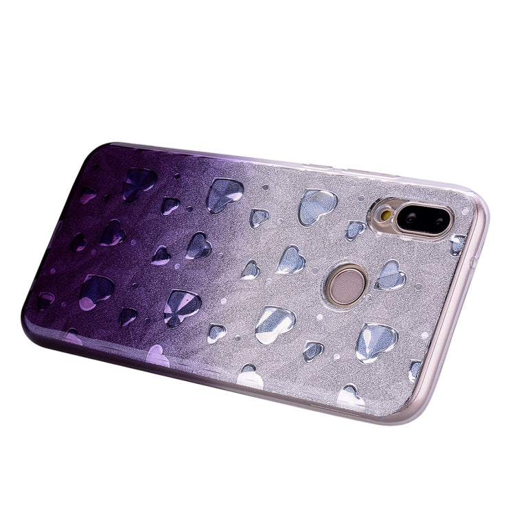 Heart Pattern Diamond Texture TPU Protector Back Cover Case for Huawei P20 Lite