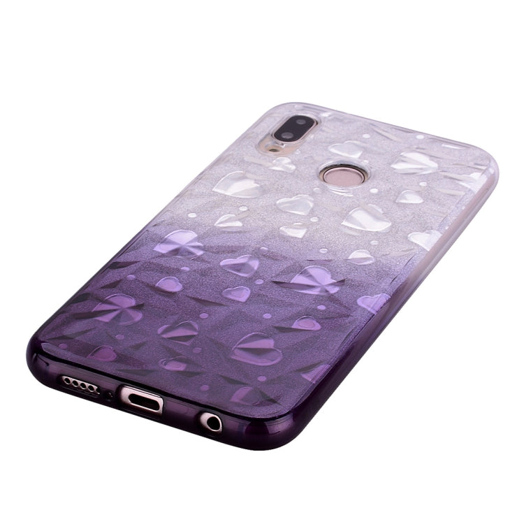 Heart Pattern Diamond Texture TPU Protector Back Cover Case for Huawei P20 Lite