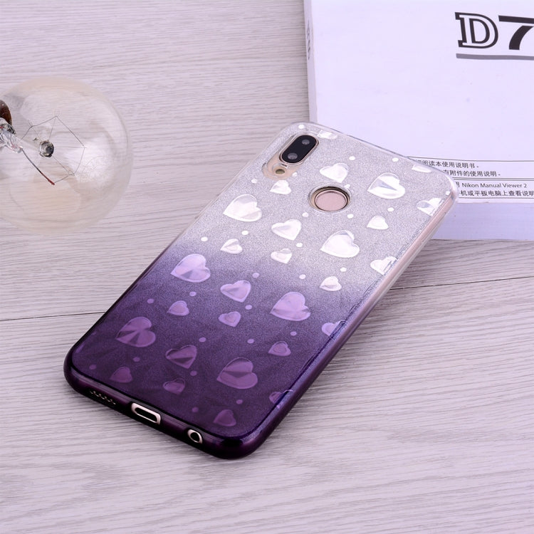 Heart Pattern Diamond Texture TPU Protector Back Cover Case for Huawei P20 Lite