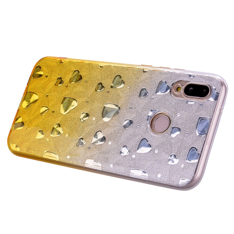 Heart Pattern Diamond Texture TPU Protector Back Cover Case for Huawei P20 Lite