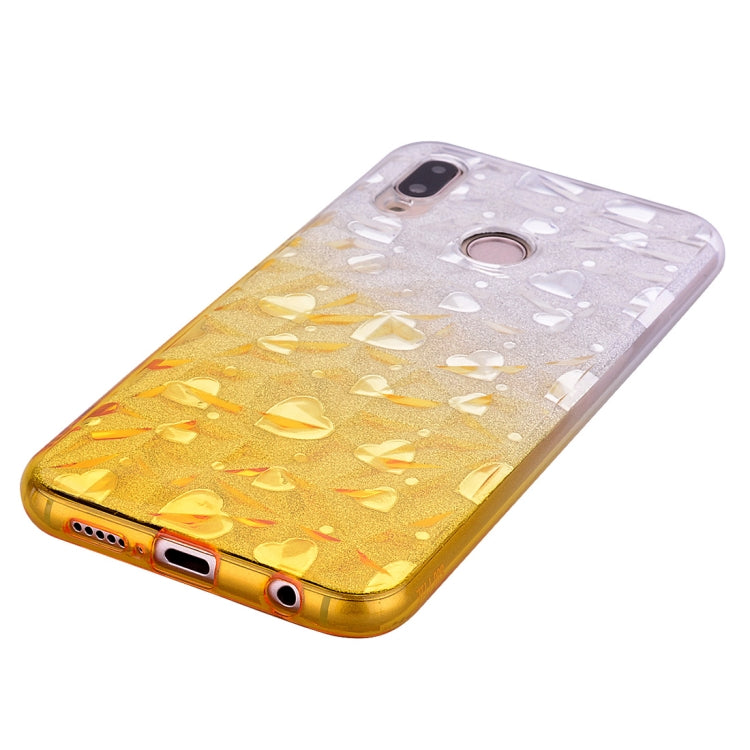 Heart Pattern Diamond Texture TPU Protector Back Cover Case for Huawei P20 Lite