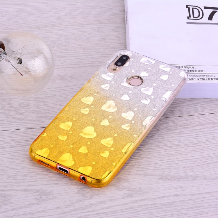 Heart Pattern Diamond Texture TPU Protector Back Cover Case for Huawei P20 Lite