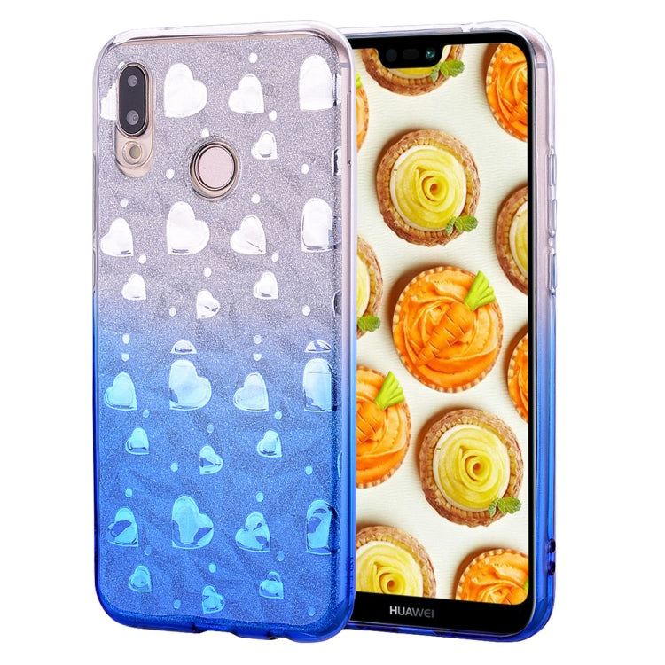 Heart Pattern Diamond Texture TPU Protector Back Cover Case for Huawei P20 Lite