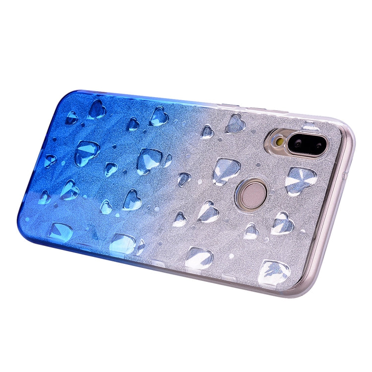Heart Pattern Diamond Texture TPU Protector Back Cover Case for Huawei P20 Lite