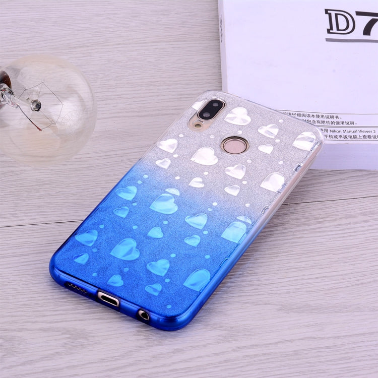 Heart Pattern Diamond Texture TPU Protector Back Cover Case for Huawei P20 Lite