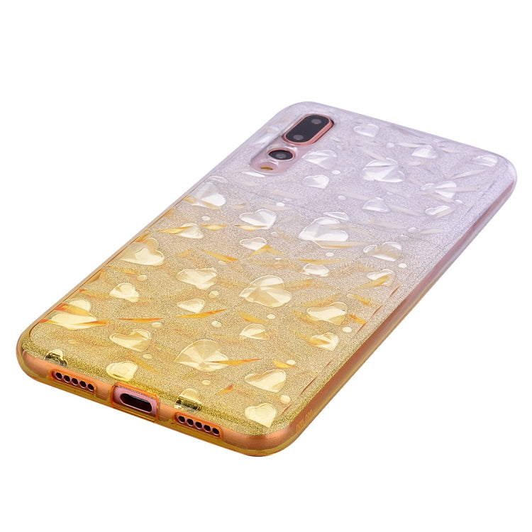 Heart Pattern Diamond Texture TPU Protector Back Cover Case for Huawei P20 Pro