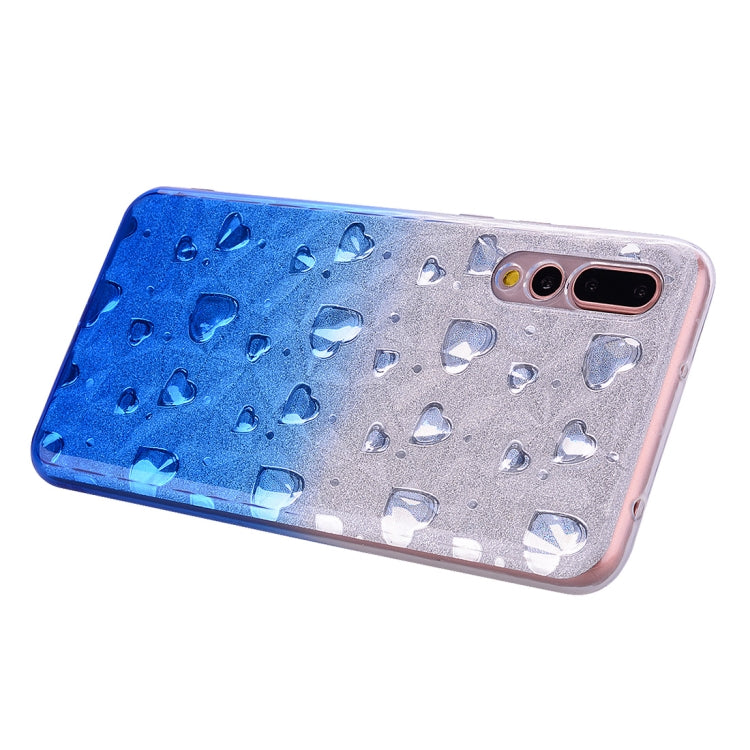 Heart Pattern Diamond Texture TPU Protector Back Cover Case for Huawei P20 Pro