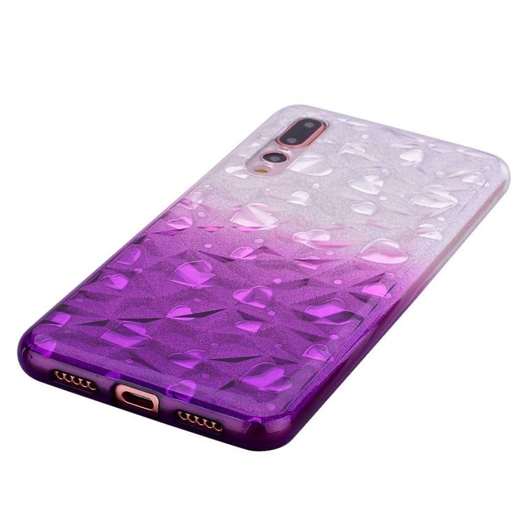 Heart Pattern Diamond Texture TPU Protector Back Cover Case for Huawei P20 Pro