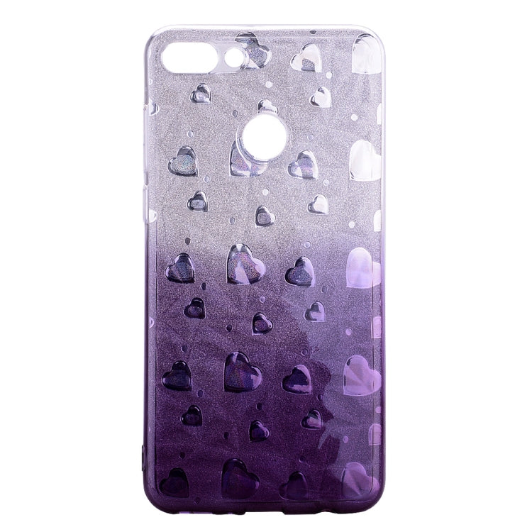 Heart Pattern Diamond Texture TPU Protector Back Cover Case for Huawei Y9 (2018)