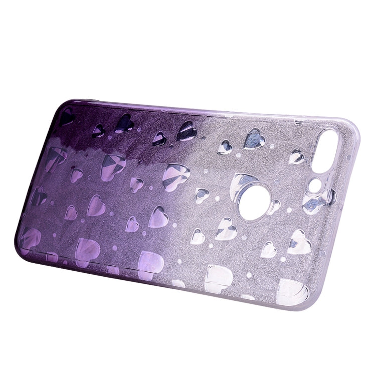 Heart Pattern Diamond Texture TPU Protector Back Cover Case for Huawei Y9 (2018)