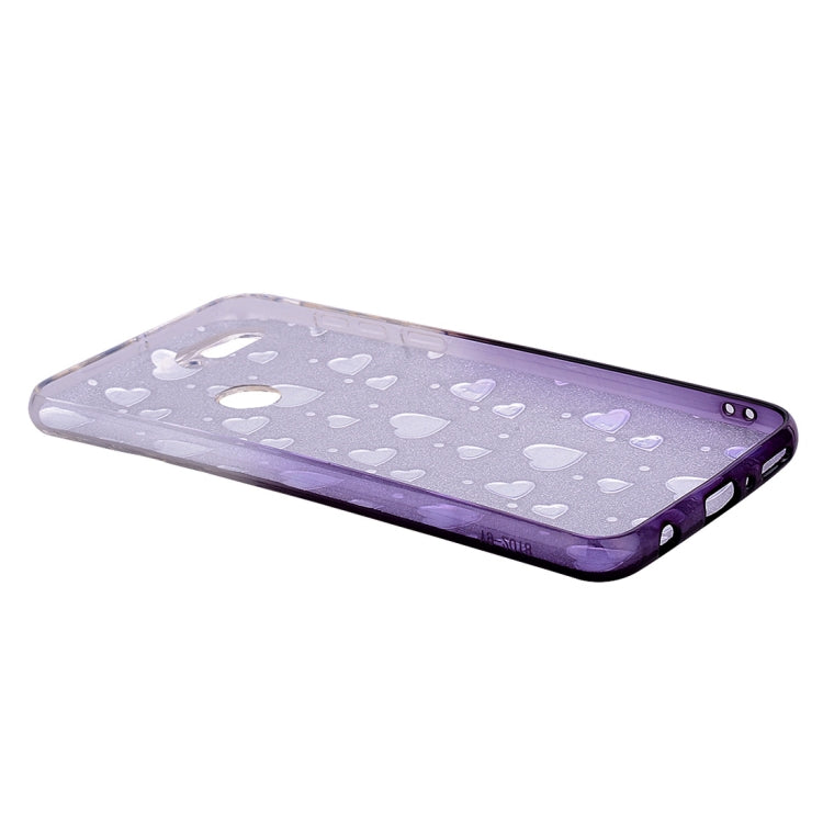 Heart Pattern Diamond Texture TPU Protector Back Cover Case for Huawei Y9 (2018)