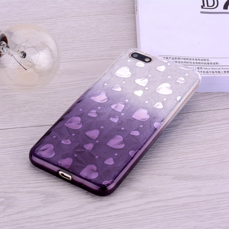 Heart Pattern Diamond Texture TPU Protector Back Cover Case for Huawei Y9 (2018)