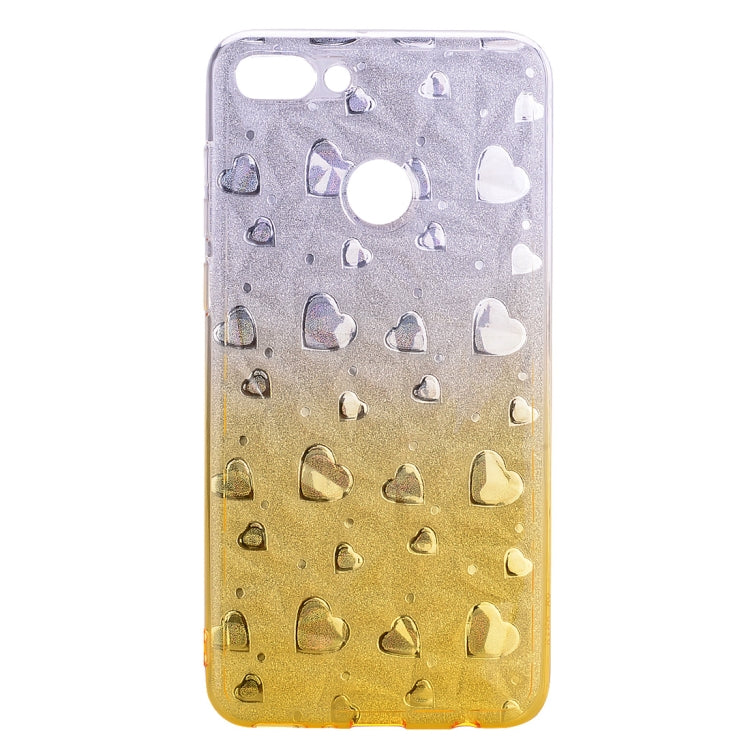 Heart Pattern Diamond Texture TPU Protector Back Cover Case for Huawei Y9 (2018)