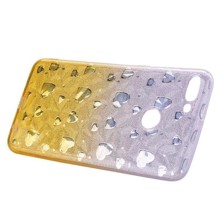 Heart Pattern Diamond Texture TPU Protector Back Cover Case for Huawei Y9 (2018)