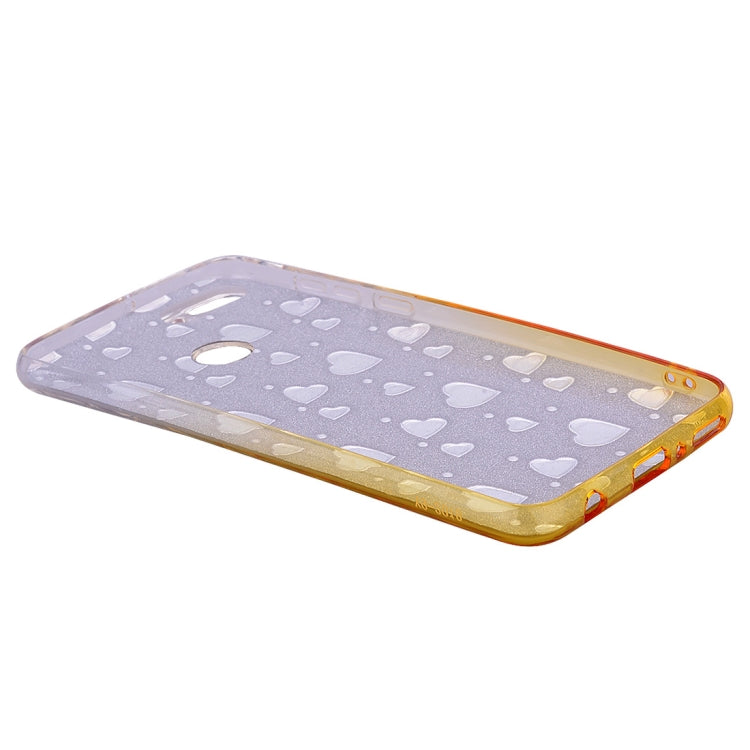 Heart Pattern Diamond Texture TPU Protector Back Cover Case for Huawei Y9 (2018)