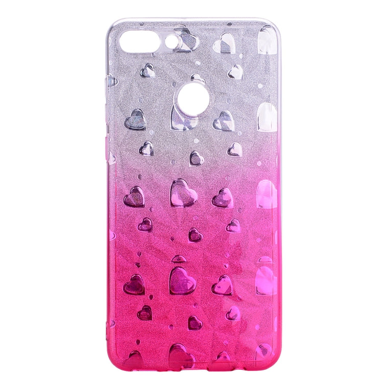Heart Pattern Diamond Texture TPU Protector Back Cover Case for Huawei Y9 (2018)