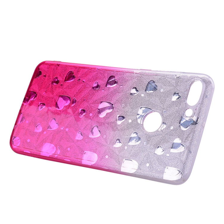 Heart Pattern Diamond Texture TPU Protector Back Cover Case for Huawei Y9 (2018)