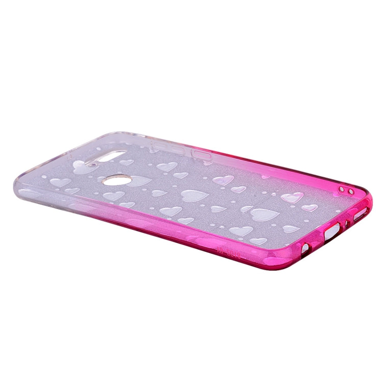 Heart Pattern Diamond Texture TPU Protector Back Cover Case for Huawei Y9 (2018)