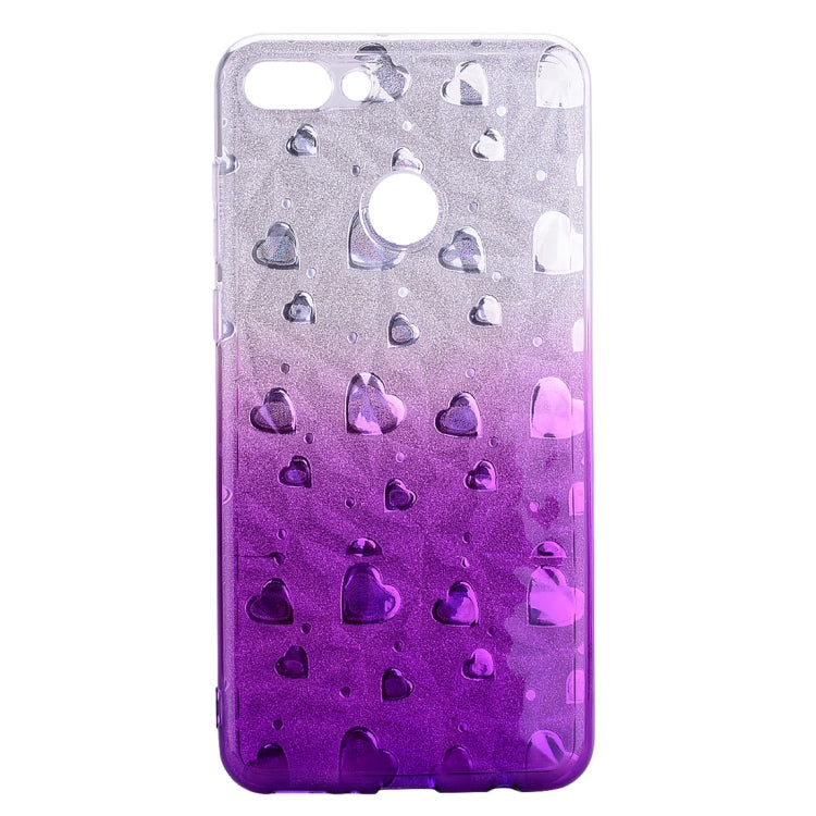 Heart Pattern Diamond Texture TPU Protector Back Cover Case for Huawei Y9 (2018)