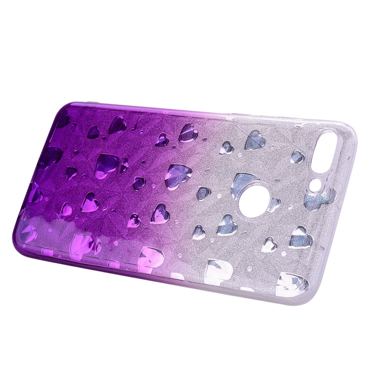 Heart Pattern Diamond Texture TPU Protector Back Cover Case for Huawei Y9 (2018)