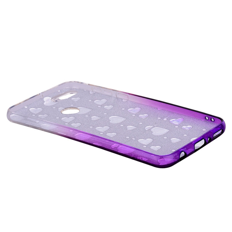 Heart Pattern Diamond Texture TPU Protector Back Cover Case for Huawei Y9 (2018)