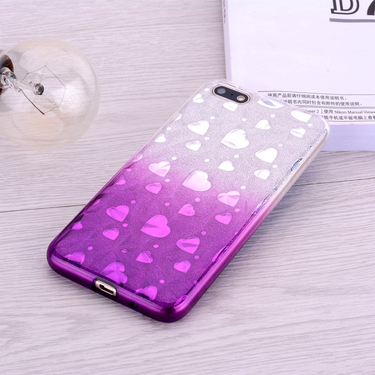 Heart Pattern Diamond Texture TPU Protector Back Cover Case for Huawei Y9 (2018)