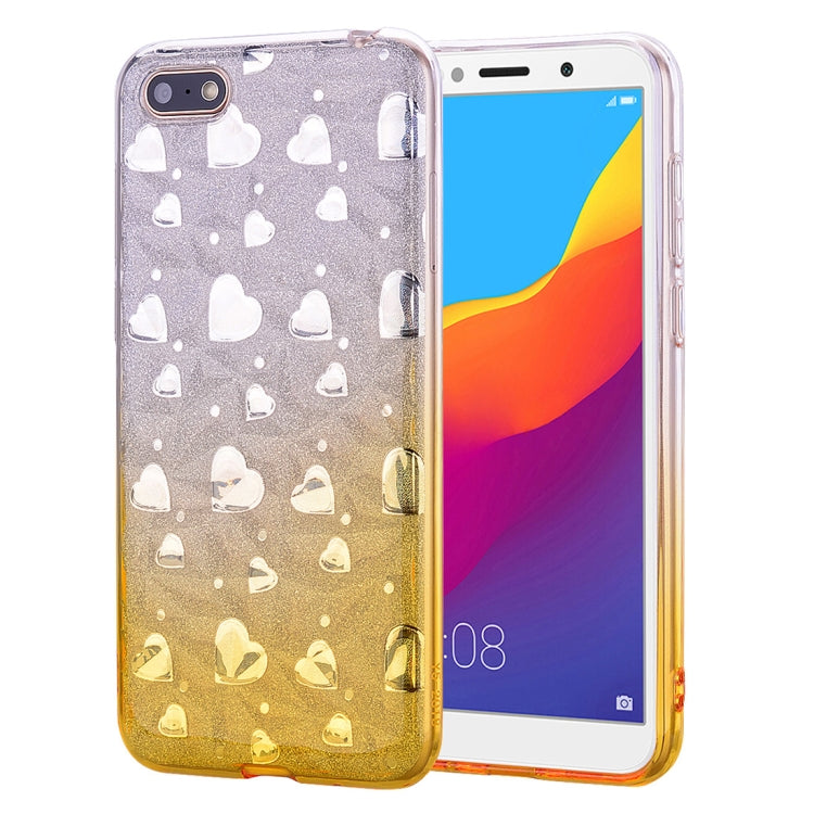 Heart Pattern Diamond Texture TPU Protector Back Cover Case for Huawei Y5 Prime (2018)