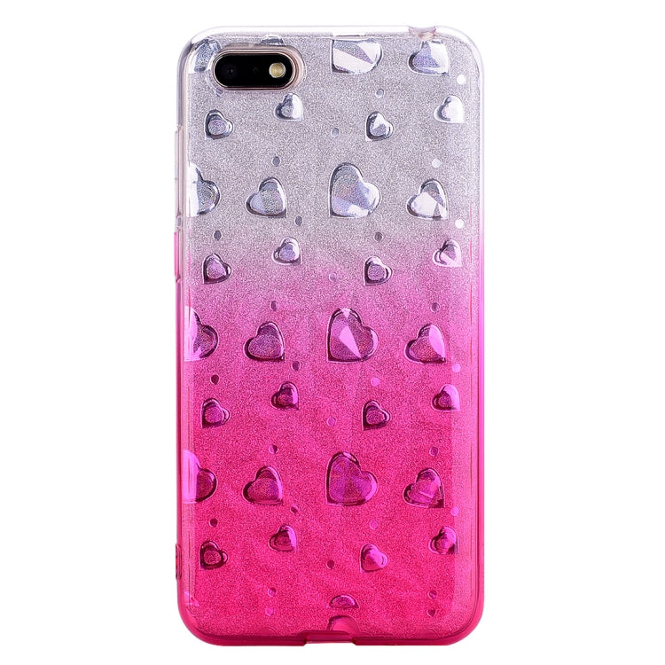 Heart Pattern Diamond Texture TPU Protector Back Cover Case for Huawei Y5 Prime (2018)