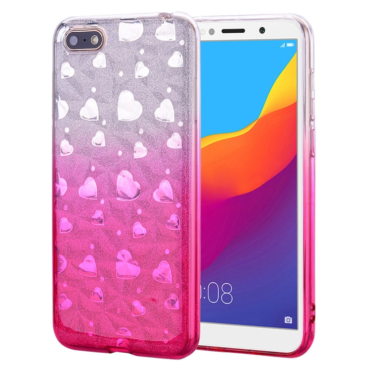 Heart Pattern Diamond Texture TPU Protector Back Cover Case for Huawei Y5 Prime (2018)
