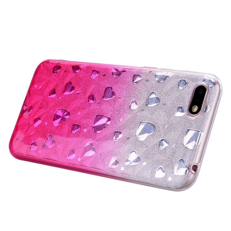 Heart Pattern Diamond Texture TPU Protector Back Cover Case for Huawei Y5 Prime (2018)