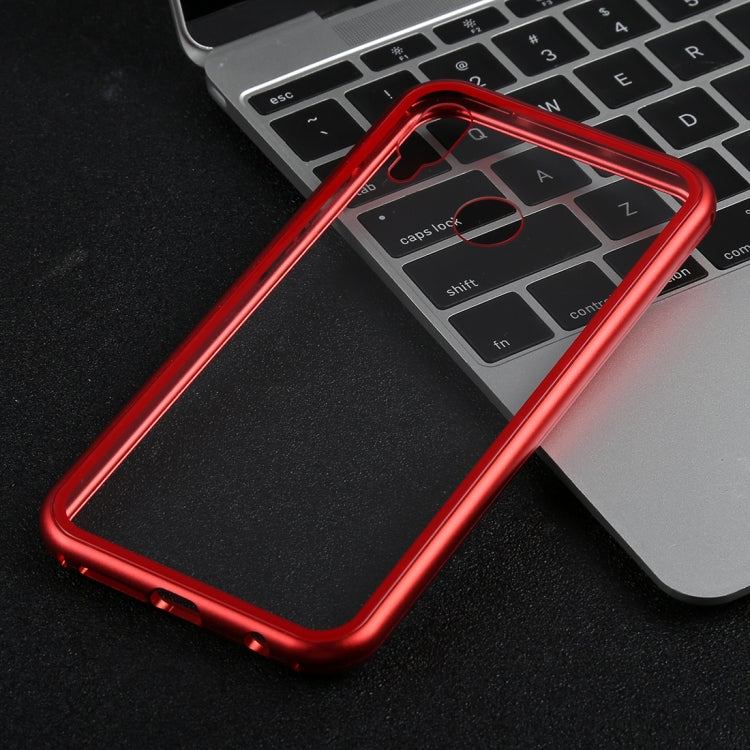 Magnetic Metal Frame Tempered Glass Case for Huawei P20 Lite / Nova 3e(Red)