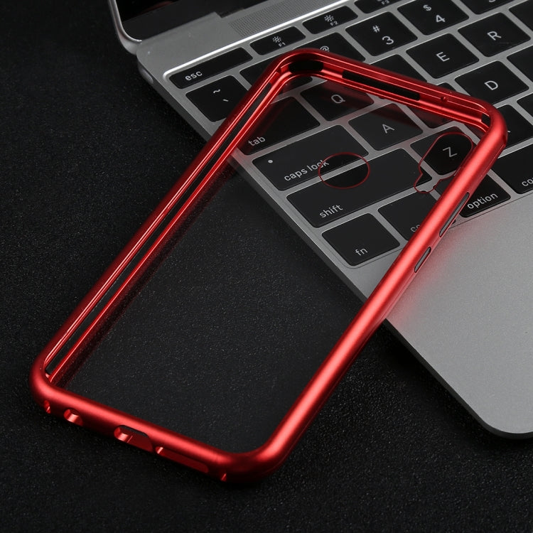 Magnetic Metal Frame Tempered Glass Case for Huawei P20 Lite / Nova 3e(Red)