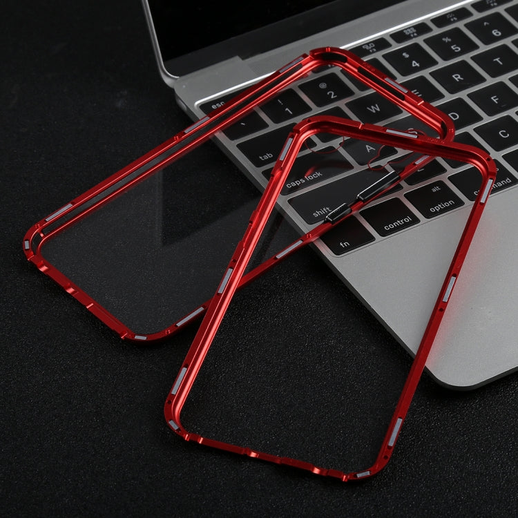 Magnetic Metal Frame Tempered Glass Case for Huawei P20 Lite / Nova 3e(Red)