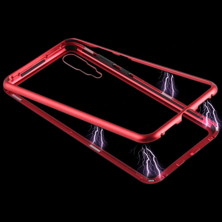 Magnetic Metal Frame Tempered Glass Case for Huawei P20 Pro(Red)