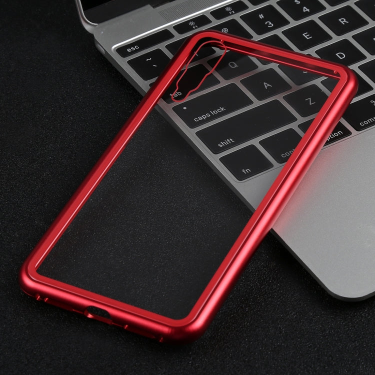 Magnetic Metal Frame Tempered Glass Case for Huawei P20 Pro(Red)