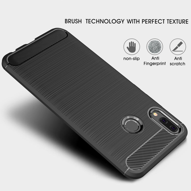Brushed Texture Carbon Fiber Shockproof TPU Case for Huawei Y9 (2019)