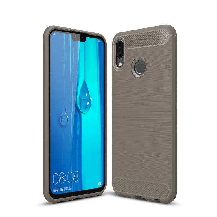 Brushed Texture Carbon Fiber Shockproof TPU Case for Huawei Y9 (2019)