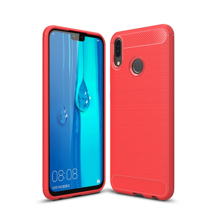 Brushed Texture Carbon Fiber Shockproof TPU Case for Huawei Y9 (2019)